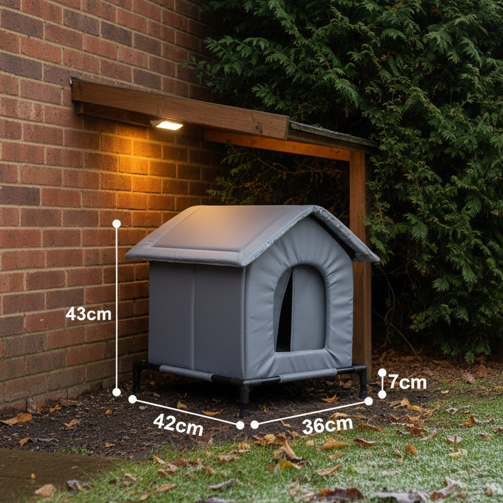 Outdoor Cat House – Raised & Insulated Winter Shelter for Cats | Windproof, Weatherproof, Warm Bed for Outdoor, Stray & Feral Cats