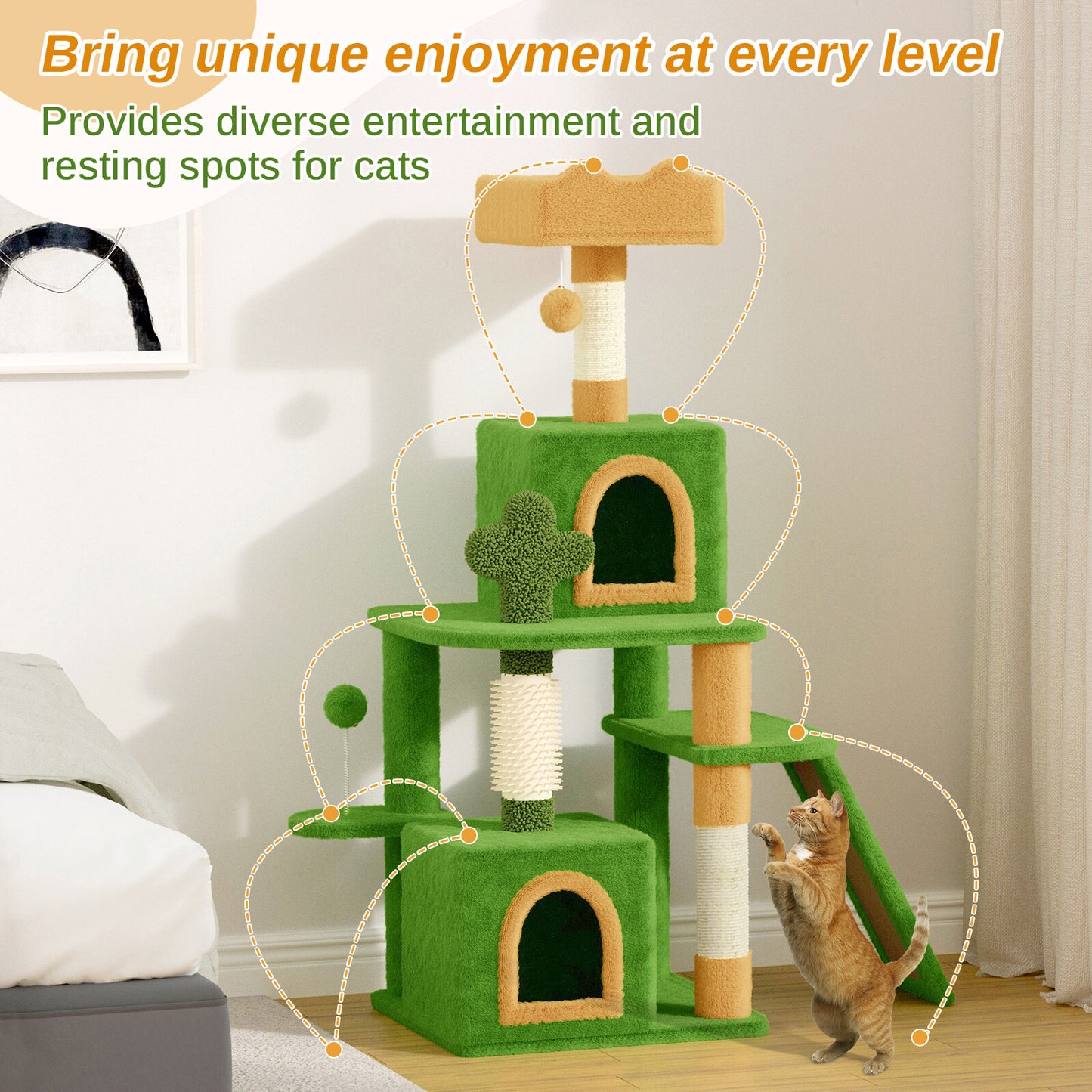 Cat Tree Scratching Post Large Multilevel Climbing Tower Activity Centre 131Cm