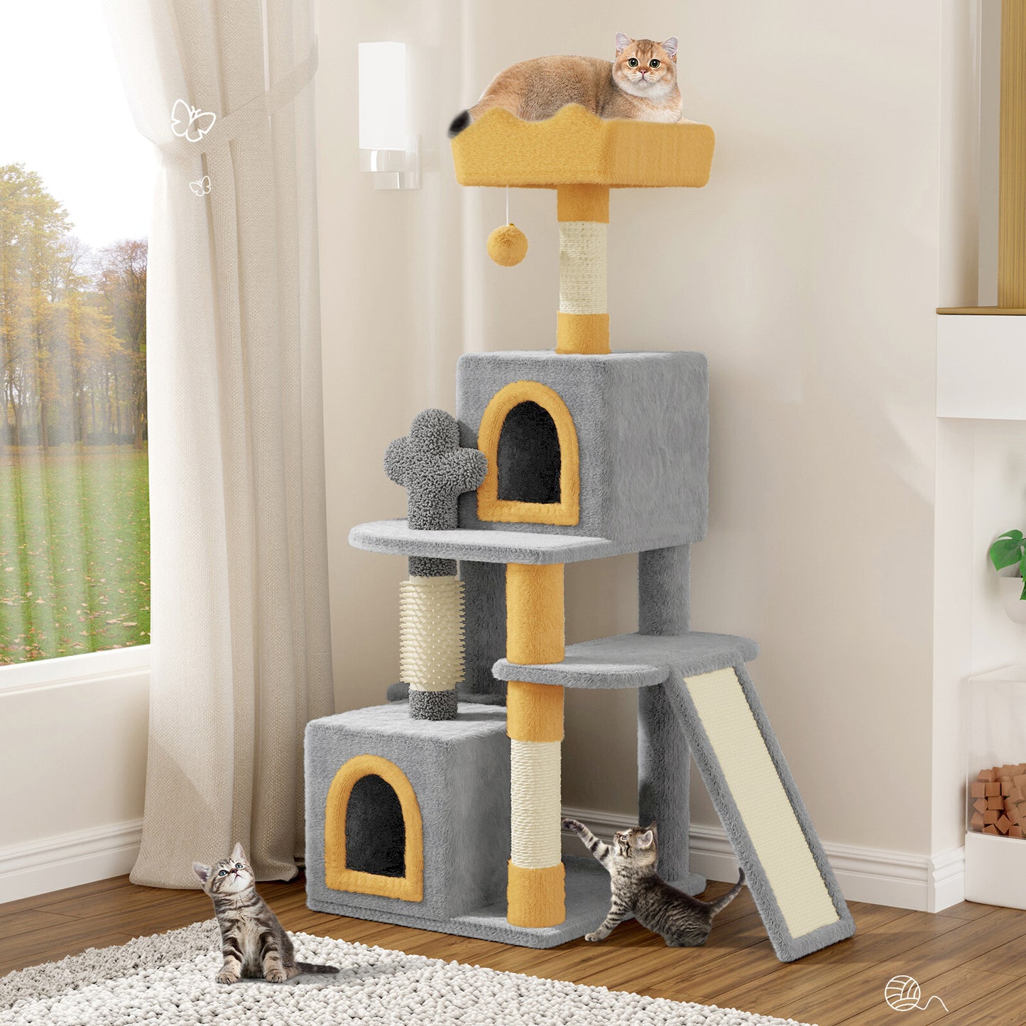 Cat Tree Scratching Post Large Multilevel Climbing Tower Activity Centre 131Cm