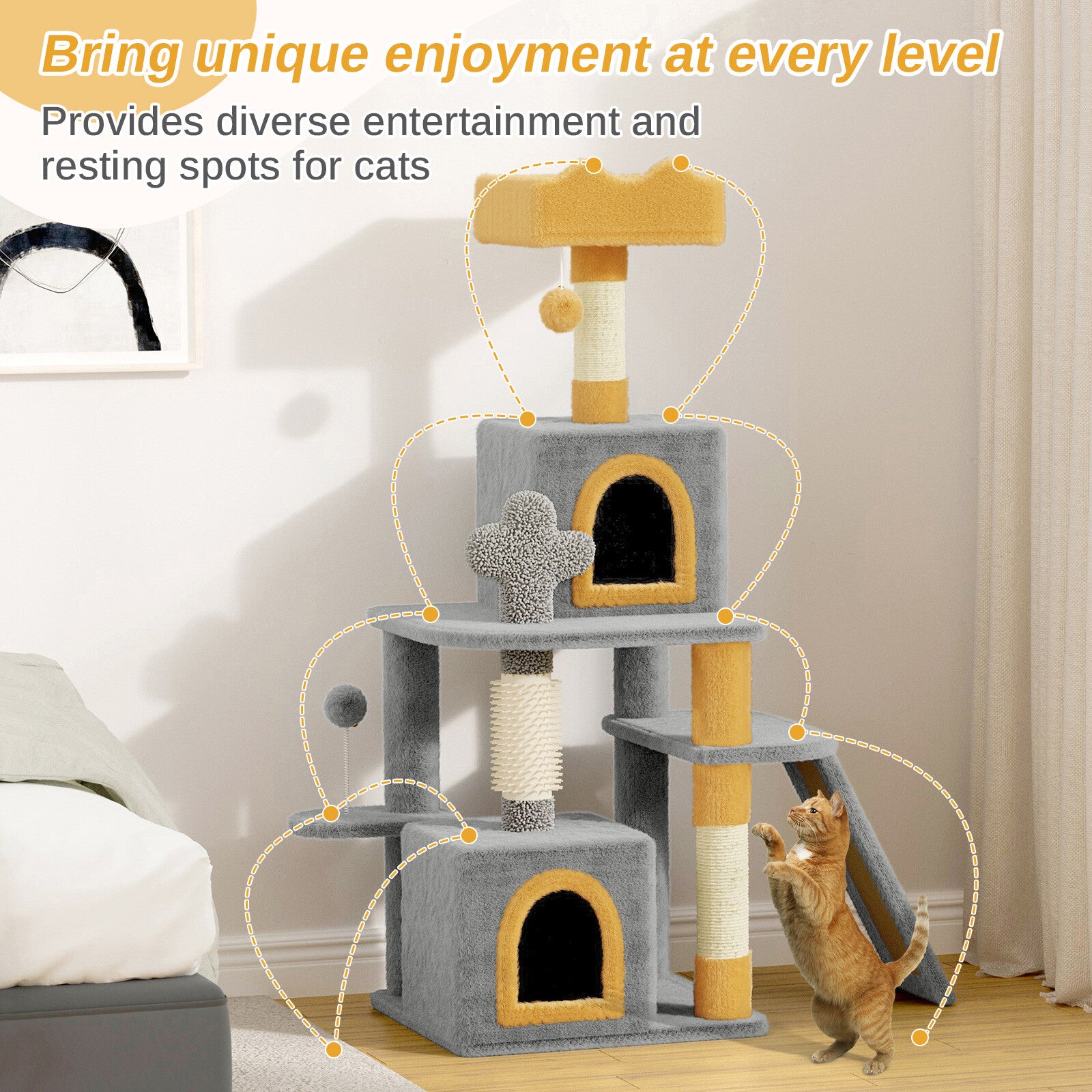 Cat Tree Scratching Post Large Multilevel Climbing Tower Activity Centre 131Cm