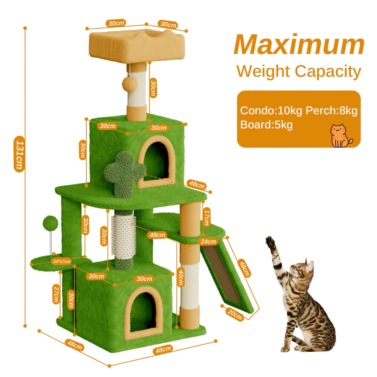 Cat Tree Scratching Post Large Multilevel Climbing Tower Activity Centre 131Cm