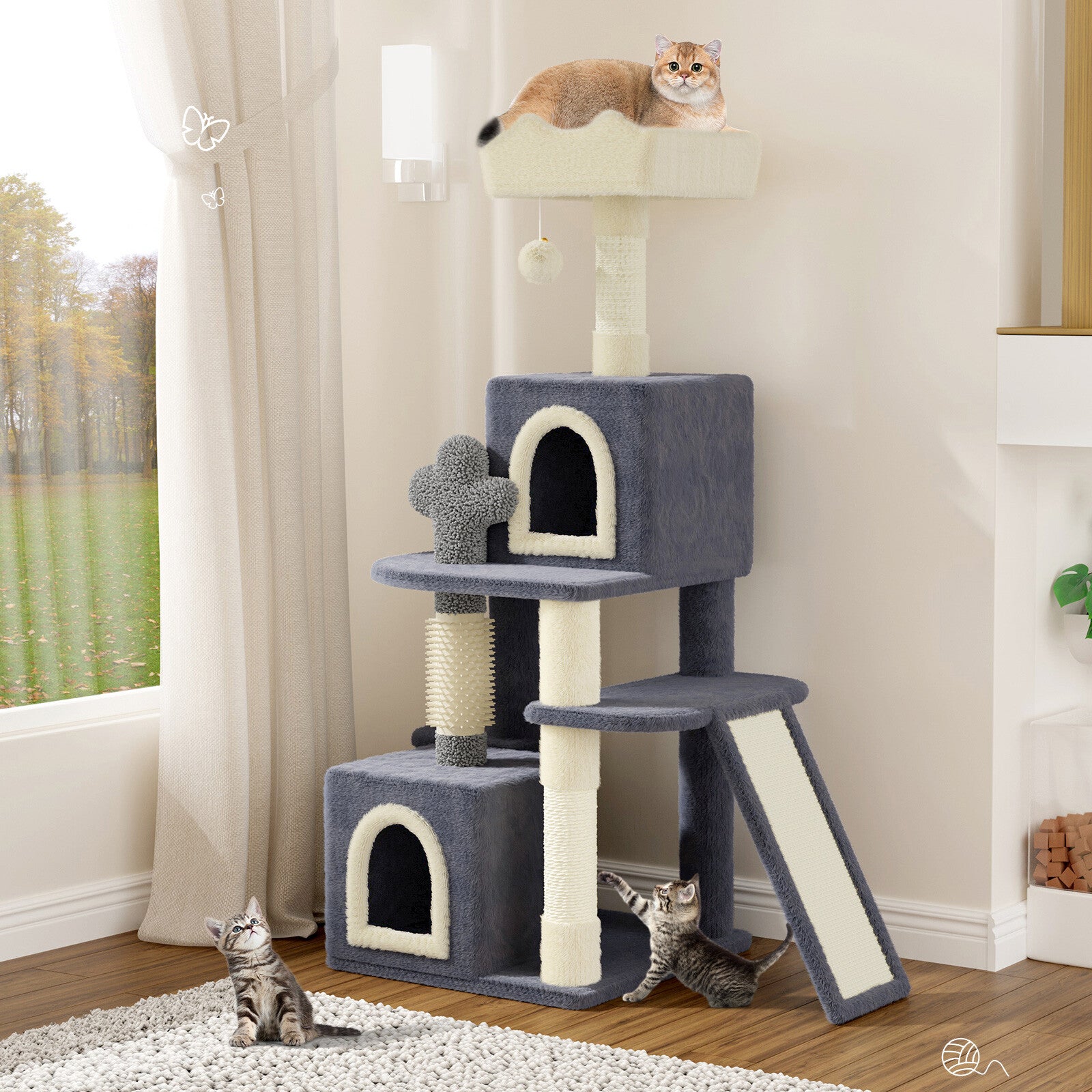 Cat Tree Scratching Post Large Multilevel Climbing Tower Activity Centre 131Cm