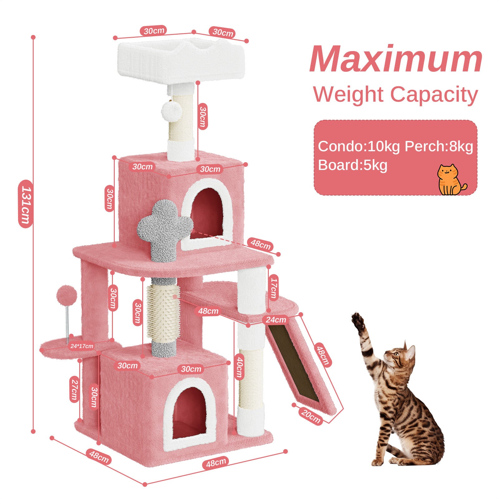 Cat Tree Scratching Post Large Multilevel Climbing Tower Activity Centre 131Cm