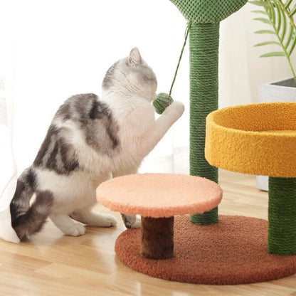 Cactus Cat Tree Sisal Scratching Post Play Activity Centre Climbing Scratcher