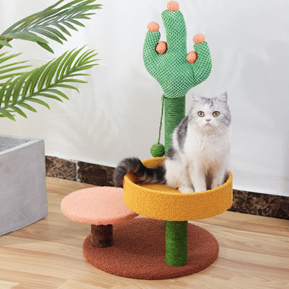 Cactus Cat Tree Sisal Scratching Post Play Activity Centre Climbing Scratcher