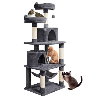 Cat Climbing Tower With Climbing Rope (Large) | 158cm Tall Multi-Level house with hammock