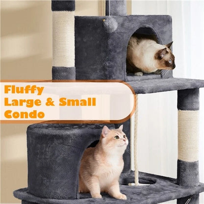 Cat Climbing Tower With Climbing Rope (Large) | 158cm Tall Multi-Level house with hammock