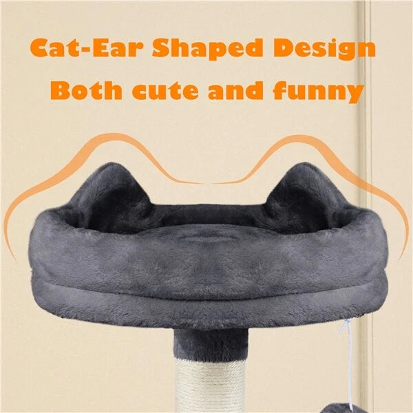 Cat Climbing Tower With Climbing Rope (Large) | 158cm Tall Multi-Level house with hammock