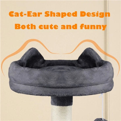 Cat Climbing Tower With Climbing Rope (Large) | 158cm Tall Multi-Level house with hammock