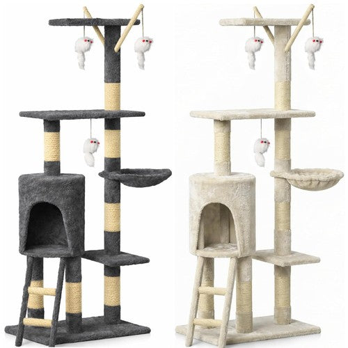 Cat Climbing Tower With Scratching Post (Large) | 145cm Tall Multi-Level with Interactive toy