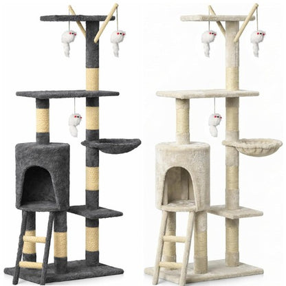 Cat Climbing Tower With Scratching Post (Large) | 145cm Tall Multi-Level with Interactive toy