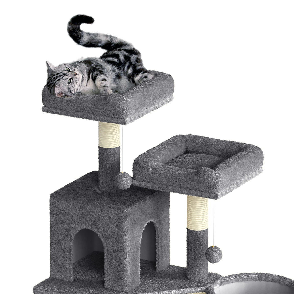 Cat Climbing Tower With Scratching Ramp (Large) | 158cm Tall Multi-Level house with hammock