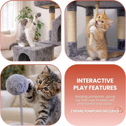 Cat Climbing Tower for Multiple Cats (XL) | 206cm Tall Multi-Level house with hammock