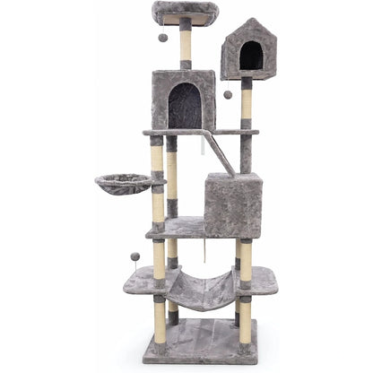 Cat Climbing Tower for Multiple Cats (XL) | 206cm Tall Multi-Level house with hammock