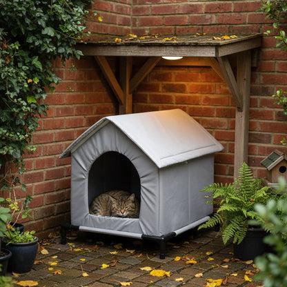 Outdoor Cat House – Raised & Insulated Winter Shelter for Cats | Windproof, Weatherproof, Warm Bed for Outdoor, Stray & Feral Cats
