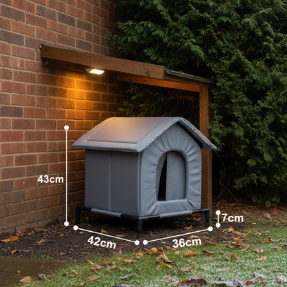 Outdoor Cat House – Raised & Insulated Winter Shelter for Cats | Windproof, Weatherproof, Warm Bed for Outdoor, Stray & Feral Cats