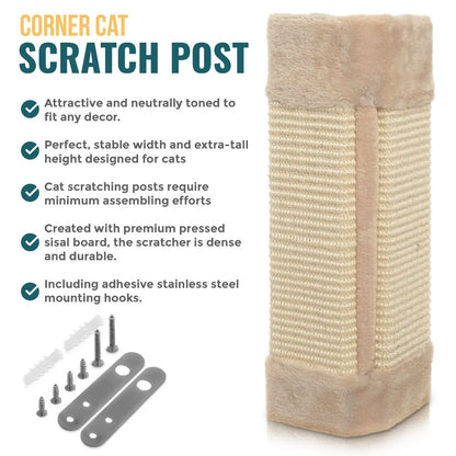 Cat Scratching Corner Post – Wall-Mounted Kitten Scratcher with Hanging Board