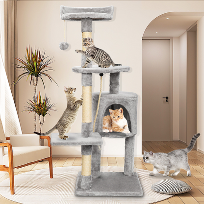 Large 4-Layer Cat Tree Climbing Tower with Scratching Board | 112cm Tall