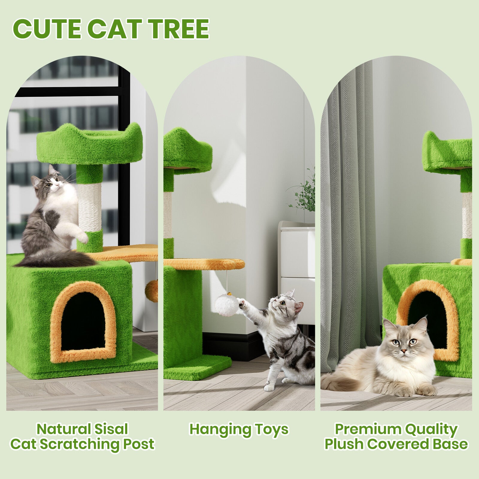 Cat Tree Tower 70cm – Kitten Scratching Post with Climbing Platform, Hanging Toy & Bed Activity Centre