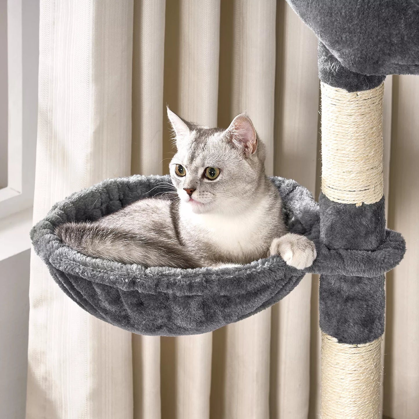 Cat Climbing Tower With Scratching Post (Large) | 100cm Tall Multi-Level with Cozy House