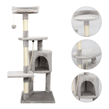 Large 4-Layer Cat Tree Climbing Tower with Scratching Board | 112cm Tall