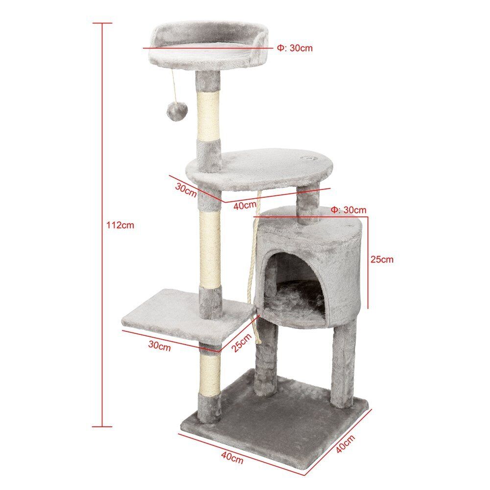 Large 4-Layer Cat Tree Climbing Tower with Scratching Board | 112cm Tall