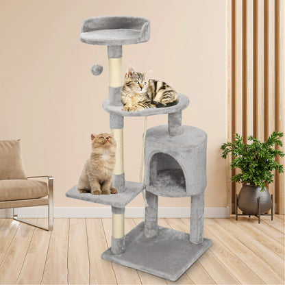 Large 4-Layer Cat Tree Climbing Tower with Scratching Board | 112cm Tall